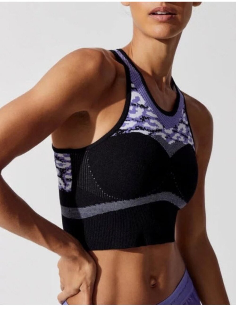 Adidas by Stella McCartney Black Blue Camo Sports Bra Large Racerback Gym Yoga